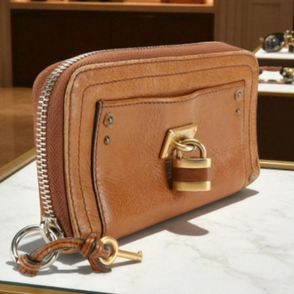 Chloé Paddington long zip-around leather wallet.